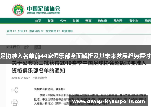 足协准入名单前44家俱乐部全面解析及其未来发展趋势探讨 足协准入名单前44家俱乐部全面解析及其未来发展趋势探讨